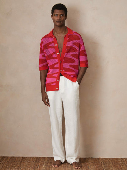 | Ché Wave Crochet Shirt in Pink | Reiss Men Featured