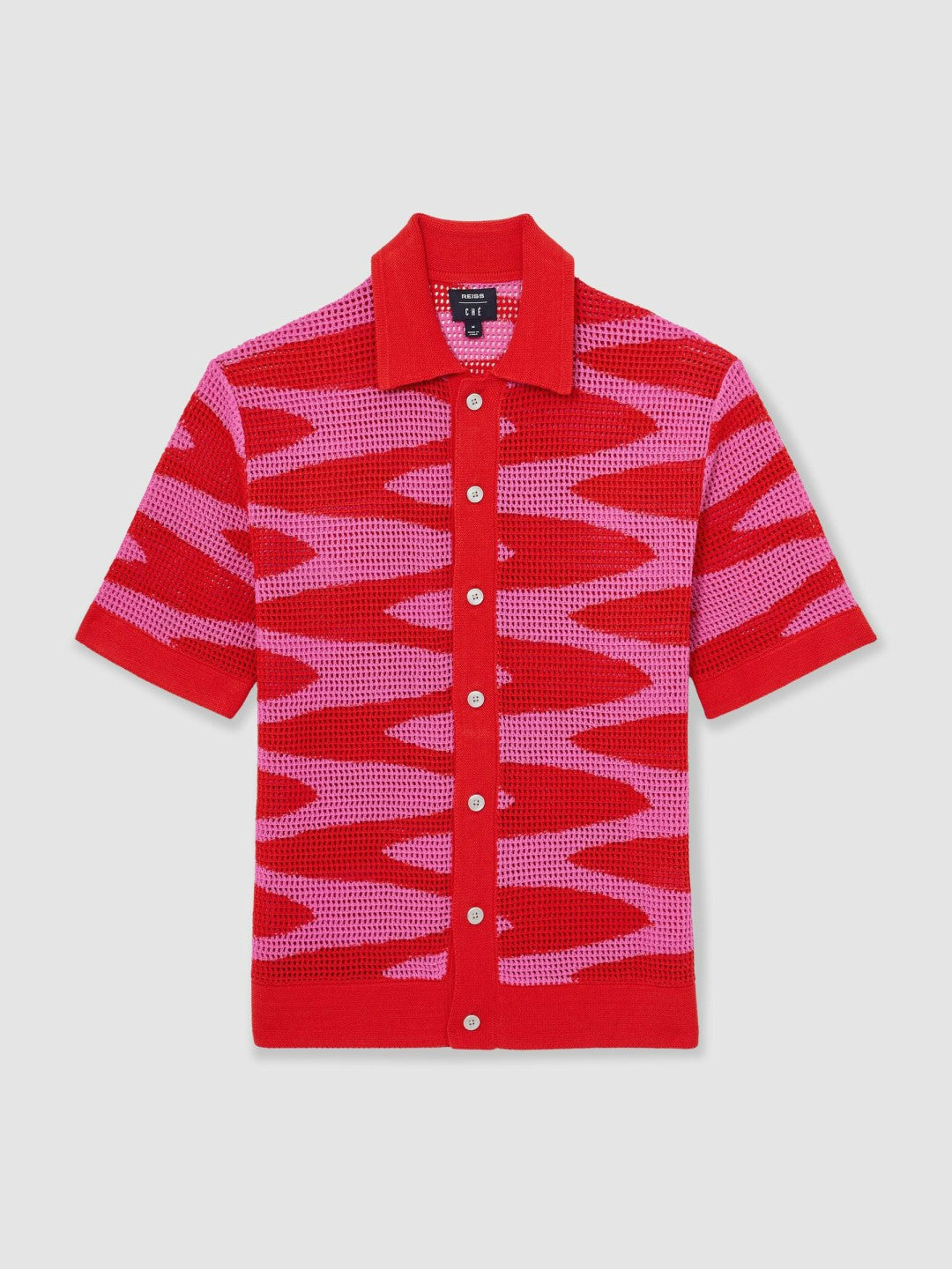 | Ché Wave Crochet Shirt in Pink | Reiss Men Featured