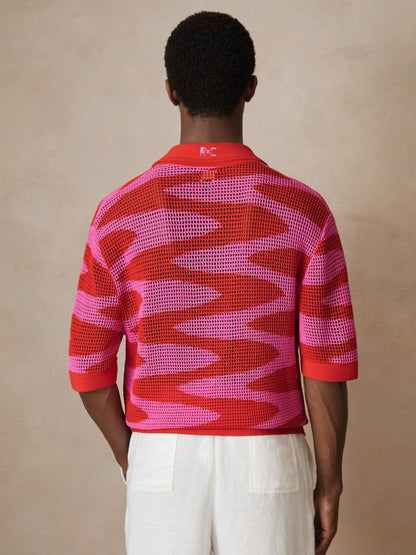 | Ché Wave Crochet Shirt in Pink | Reiss Men Featured
