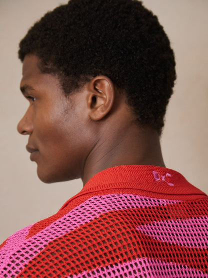 | Ché Wave Crochet Shirt in Pink | Reiss Men Featured