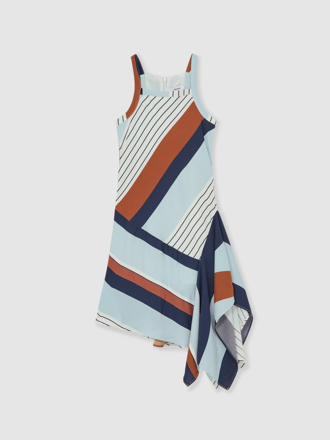 9-13 yrs Stripe-Print Handkerchief Dress in Blue Print | Reiss Children & Baby Recommended