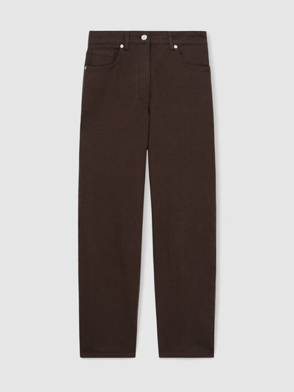 Petite Mid-Rise Straight-Leg Jeans in Chocolate | Reiss Women Trending