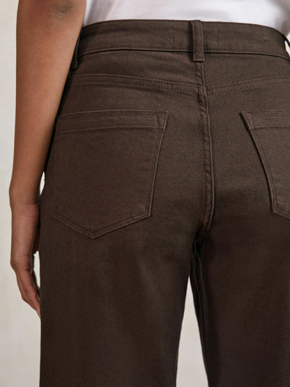 Petite Mid-Rise Straight-Leg Jeans in Chocolate | Reiss Women Trending