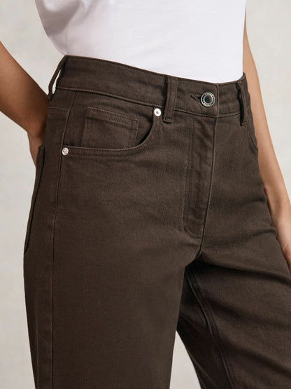 Petite Mid-Rise Straight-Leg Jeans in Chocolate | Reiss Women Trending