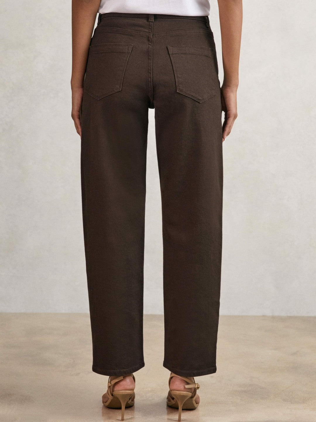 Petite Mid-Rise Straight-Leg Jeans in Chocolate | Reiss Women Trending