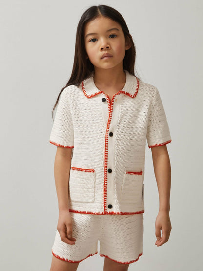 3-9 yrs McLaren F1 Team Crochet Shirt in Off White/Orange | Reiss Children & Baby Signature