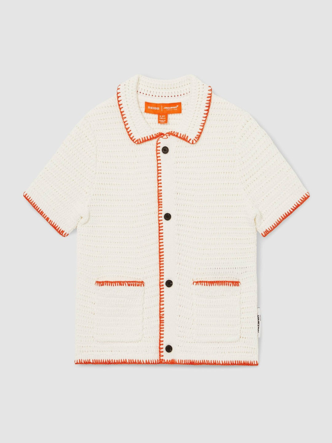 3-9 yrs McLaren F1 Team Crochet Shirt in Off White/Orange | Reiss Children & Baby Signature