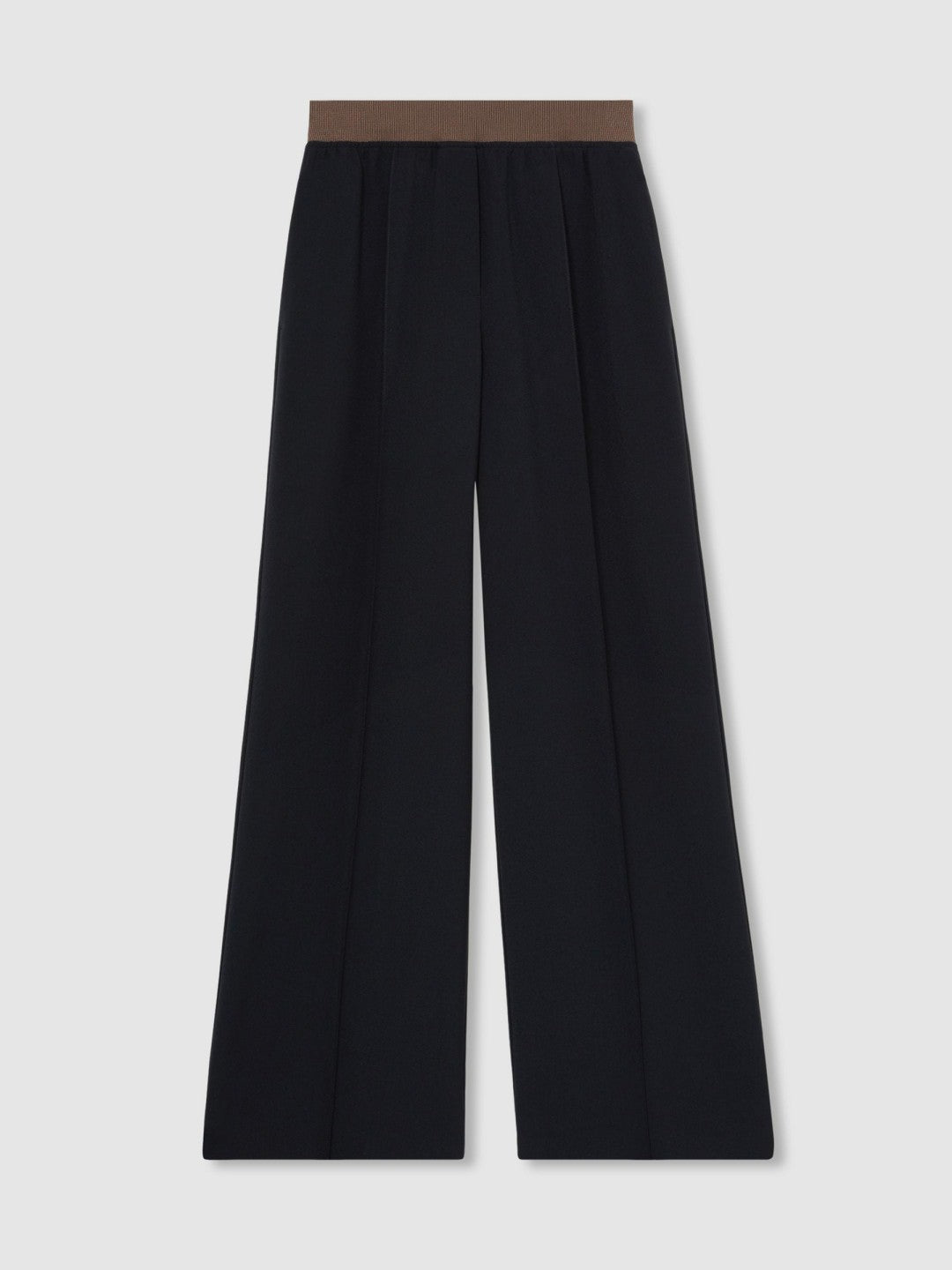 Petite Wide-Leg Elasticated-Waist Trousers in Navy | Reiss Women New
