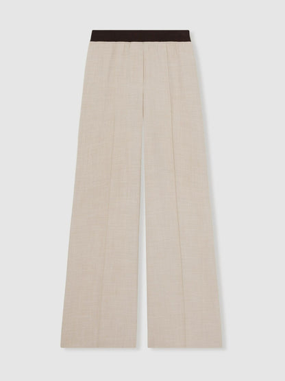Petite Wide-Leg Elasticated-Waist Trousers in Neutral | Reiss Women Best Seller