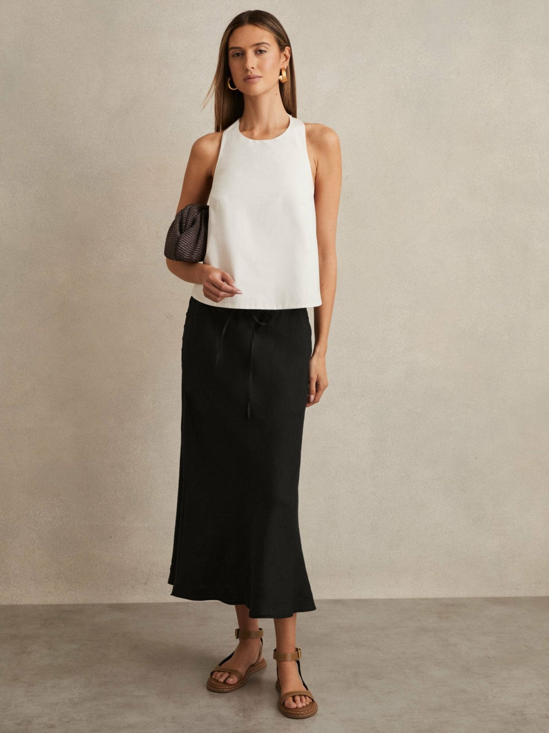 Slip Midi Skirt in Black | Reiss Women Popular