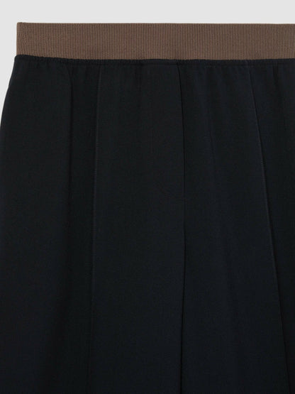 Wide-Leg Elasticated-Waist Trousers in Navy | Reiss Women Best Seller