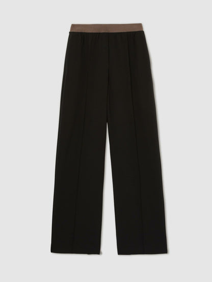 Petite Wide-Leg Elasticated-Waist Trousers in Black | Reiss Women Best Seller