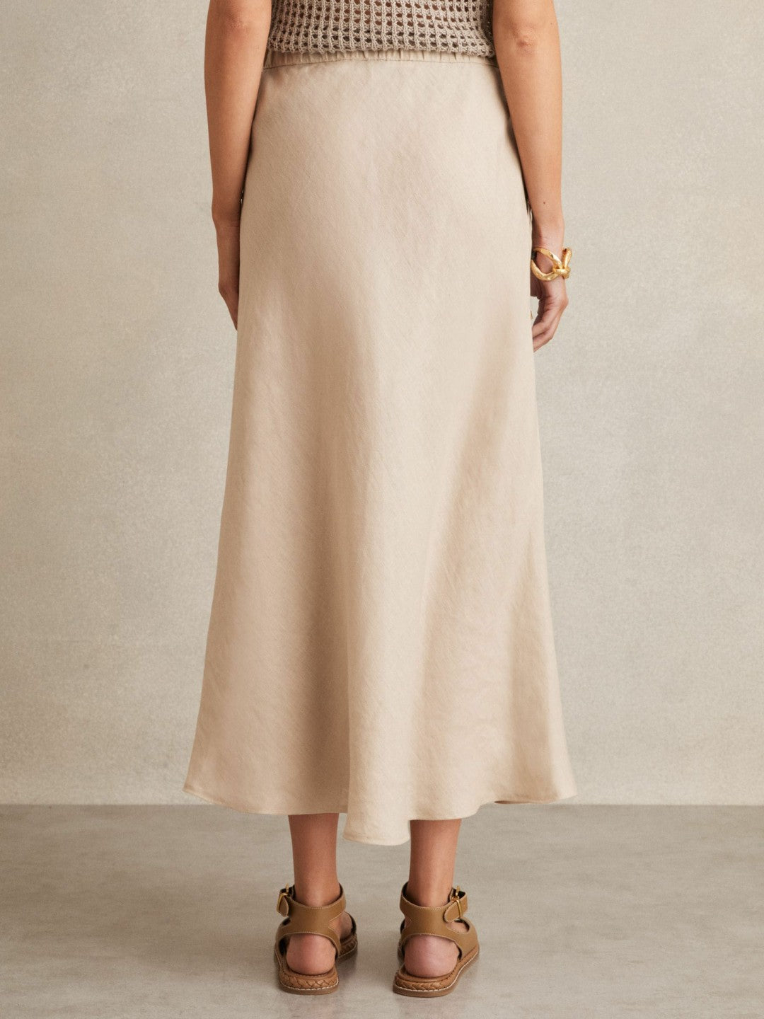 Slip Midi Skirt in Neutral | Reiss Women Trending