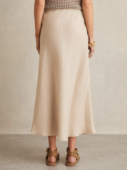 Slip Midi Skirt in Neutral | Reiss Women Trending