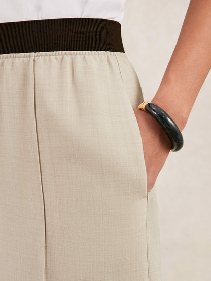 Wide-Leg Elasticated-Waist Trousers in Neutral | Reiss Women Recommended