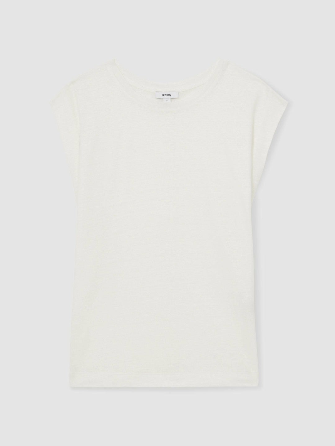 Linen Cap-Sleeve T-Shirt in White | Reiss Women Signature