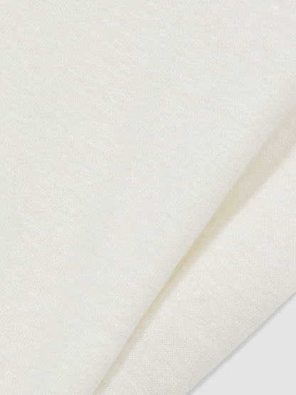 Linen Cap-Sleeve T-Shirt in White | Reiss Women Signature