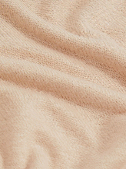 Linen Cap-Sleeve T-Shirt in Peach | Reiss Women Recommended