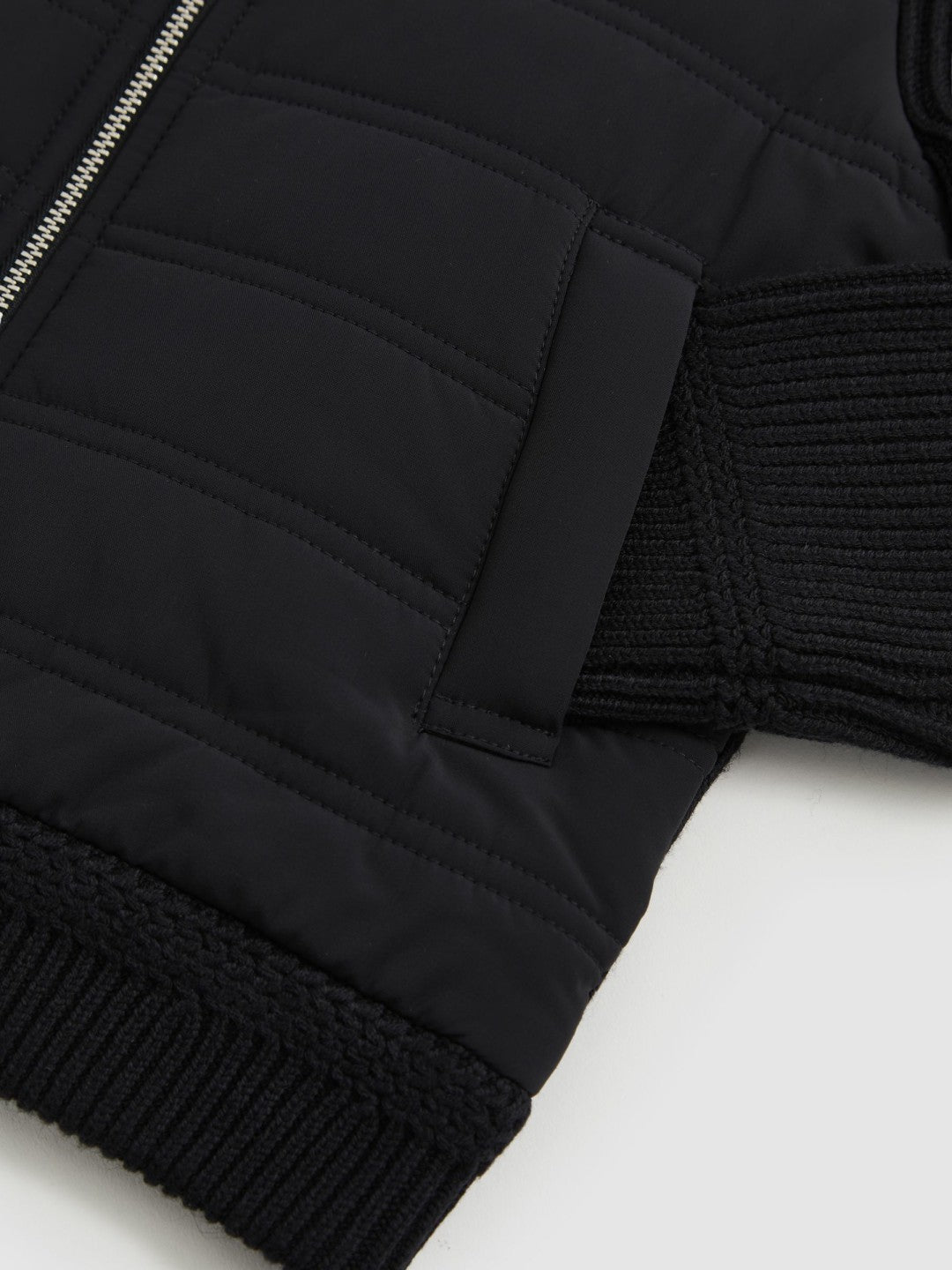 3-9 yrs Hybrid Quilt and Knit Zip Through Jacket in Navy | Reiss Children & Baby Best Seller