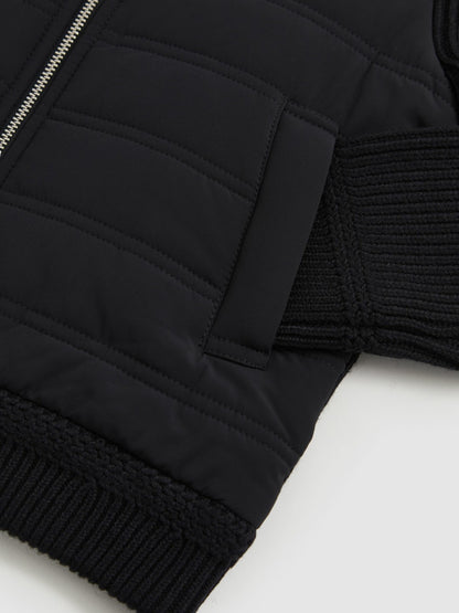 3-9 yrs Hybrid Quilt and Knit Zip Through Jacket in Navy | Reiss Children & Baby Best Seller