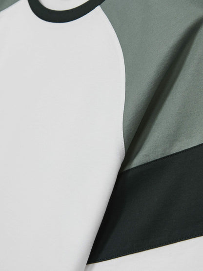 Mercerised-Cotton Colourblock T-Shirt in White/Sage | Reiss Men Premium