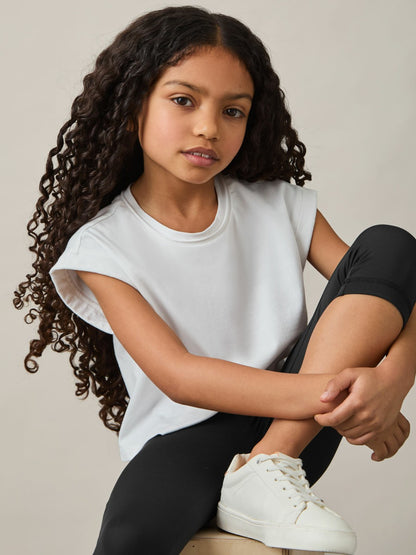 4-9 yrs Three-Quarter Length Leggings in Black | Reiss Children & Baby Exclusive