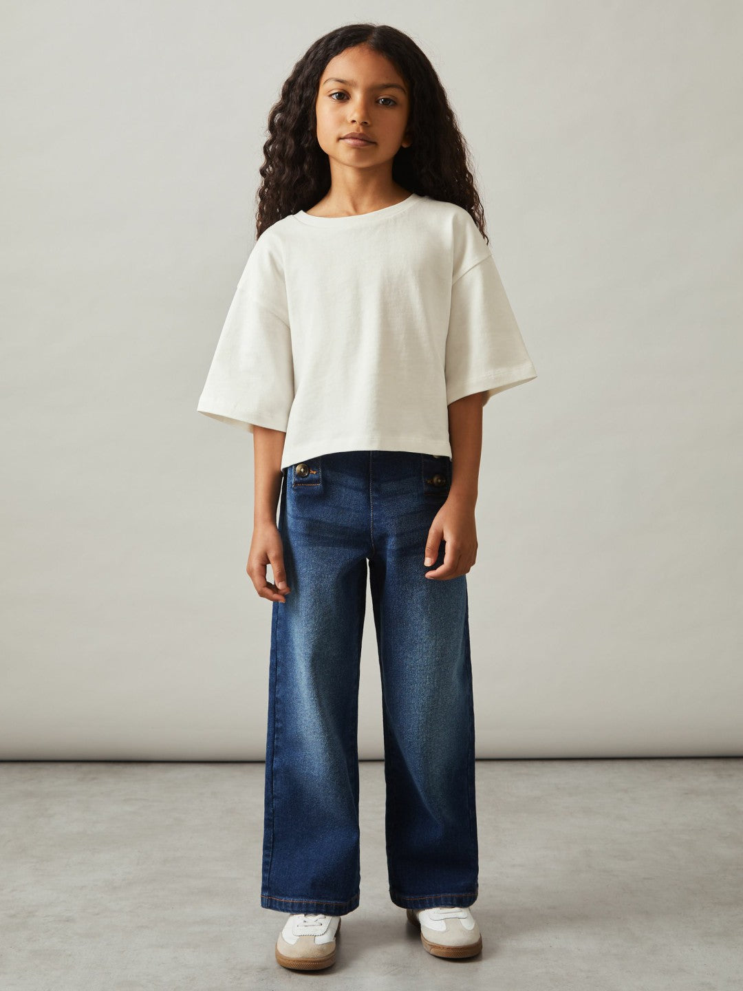 9-13 yrs Oversize Cotton Cropped T-Shirt in Ivory | Reiss Children & Baby Popular