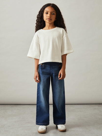 4-9 yrs Oversize Cotton Cropped T-Shirt in Ivory | Reiss Children & Baby Recommended