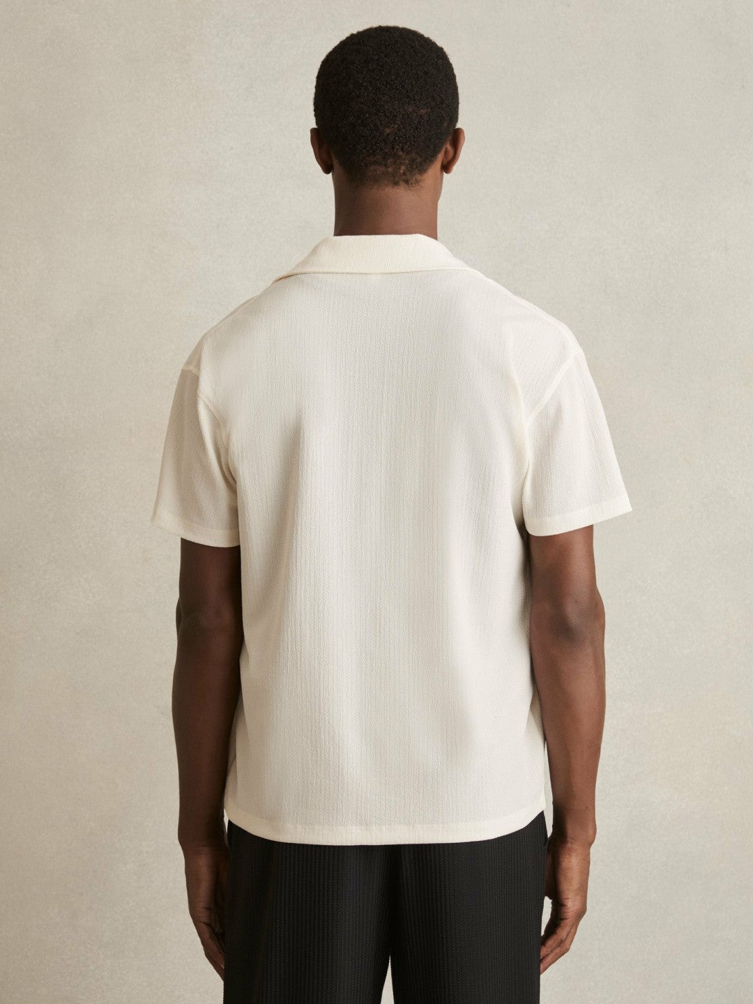 Graphic Print Cuban-Collar Shirt in White | Reiss Men Signature