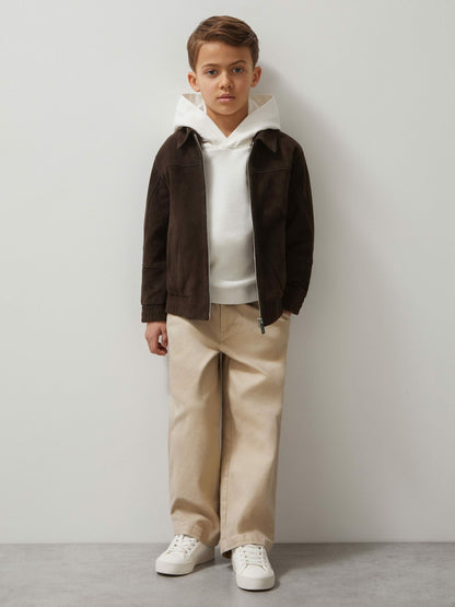 13-14 yrs Unisex Fit McLaren F1 Team Suede Bomber Jacket in Distressed Brown | Reiss Children & Baby Premium