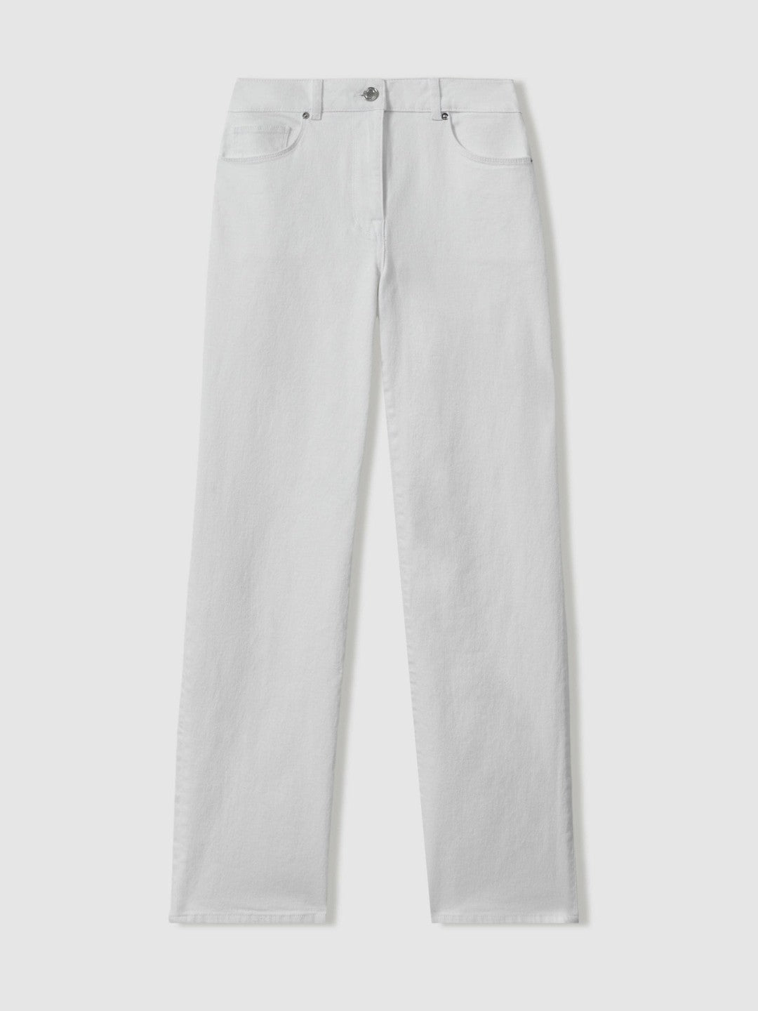 Petite Mid-Rise Straight-Leg Jeans in White | Reiss Women Recommended