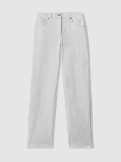 Petite Mid-Rise Straight-Leg Jeans in White | Reiss Women Recommended
