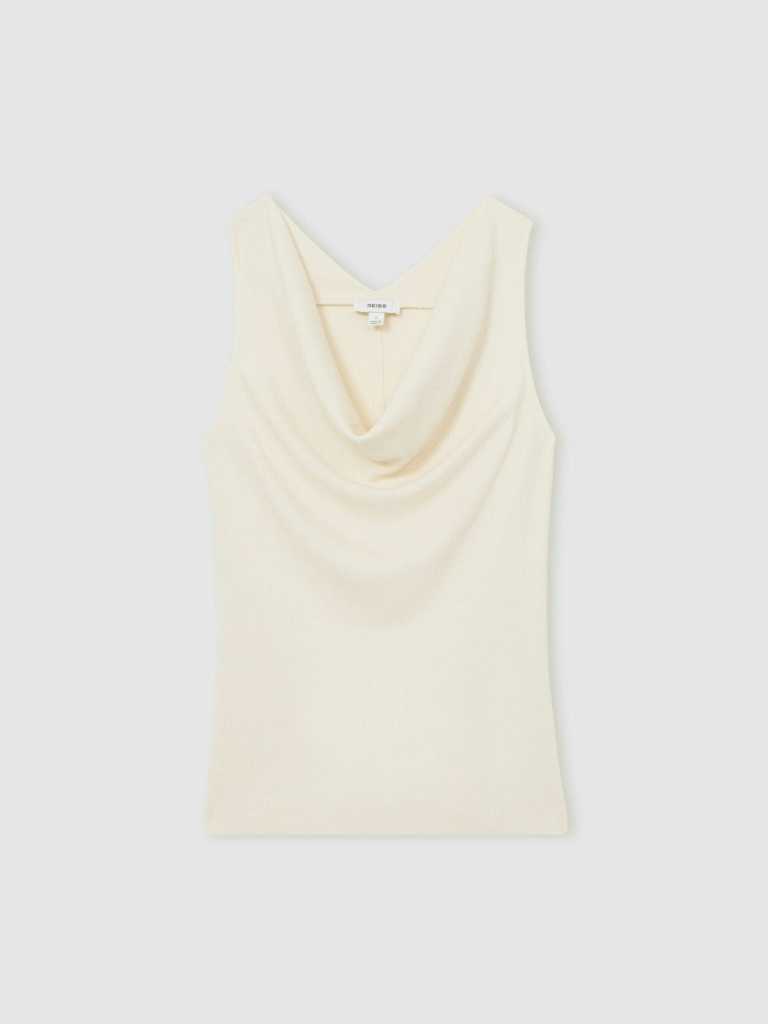 Ribbed Cowl-Neck Vest in Ivory | Reiss Women Premium