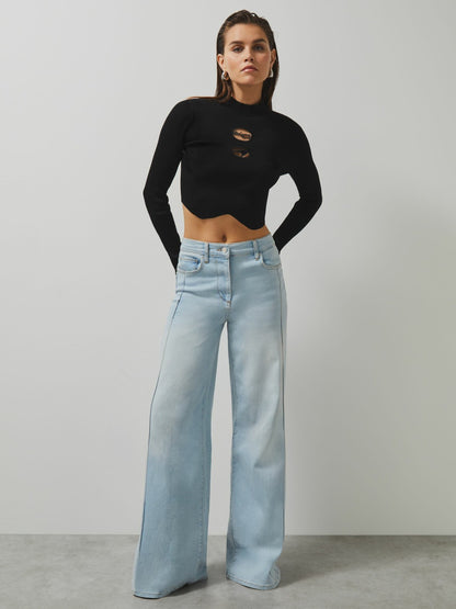 McLaren F1 Team Cut-Out Knit Crop Top in Black | Reiss Women Best Seller