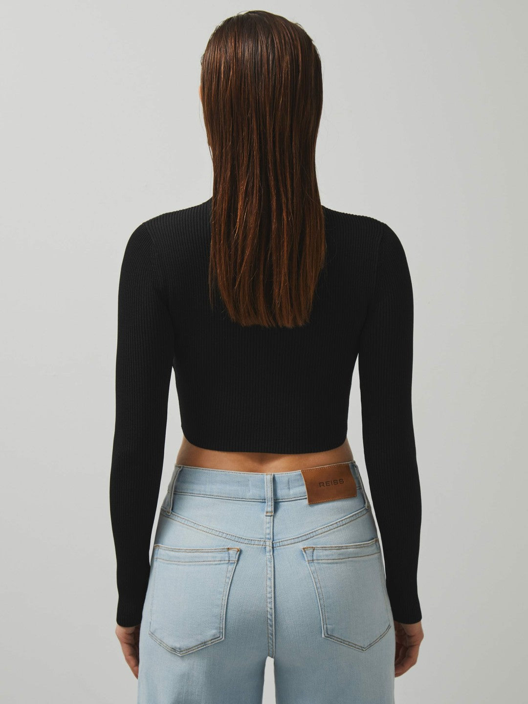 McLaren F1 Team Cut-Out Knit Crop Top in Black | Reiss Women Best Seller