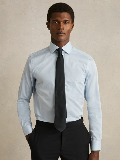 Regular Fit Cotton Sateen Shirt in Blue Stripe | Reiss Men Recommended