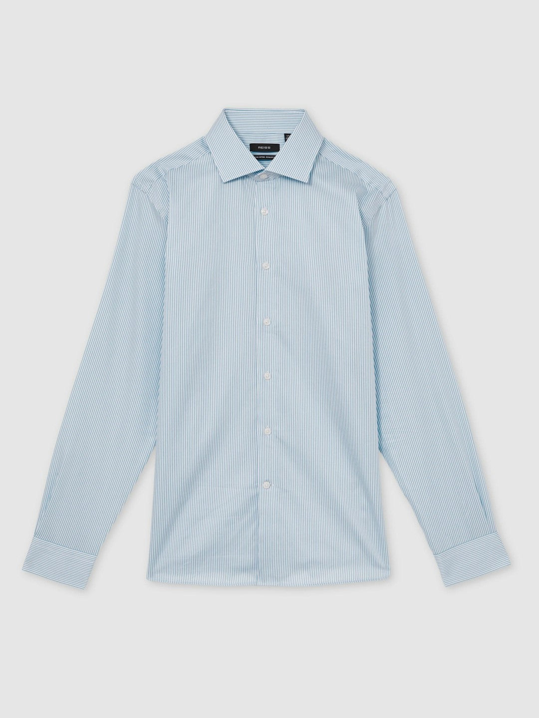 Regular Fit Cotton Sateen Shirt in Blue Stripe | Reiss Men Recommended