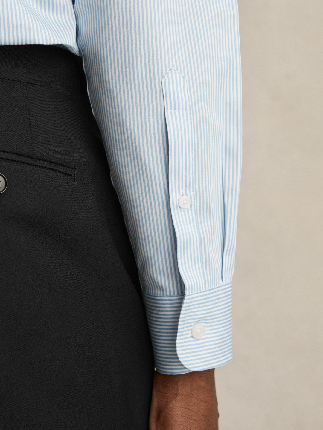 Regular Fit Cotton Sateen Shirt in Blue Stripe | Reiss Men Recommended