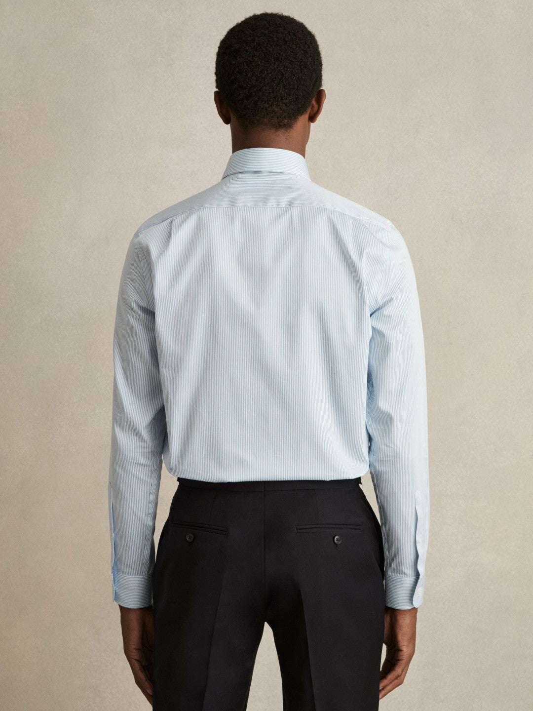 Regular Fit Cotton Sateen Shirt in Blue Stripe | Reiss Men Recommended