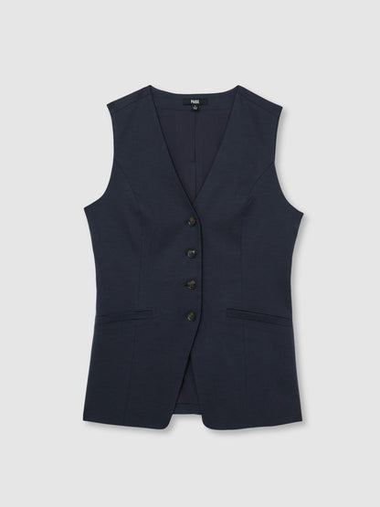 Paige Button-Through Vest in Dark Ink Blue | Reiss Women Recommended