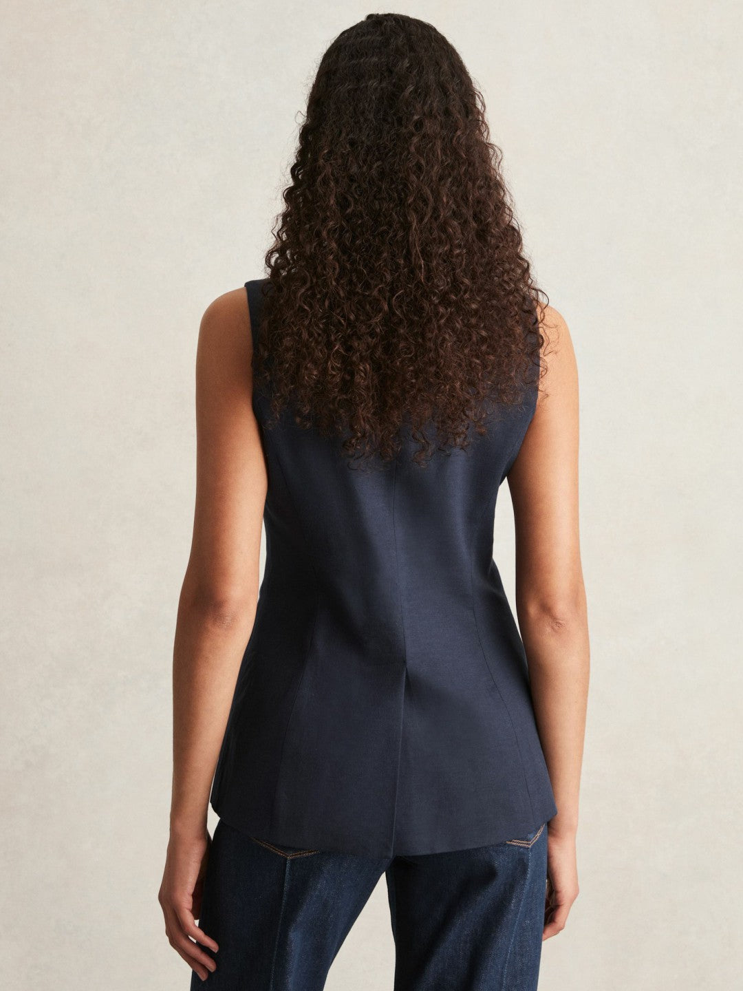 Paige Button-Through Vest in Dark Ink Blue | Reiss Women Recommended