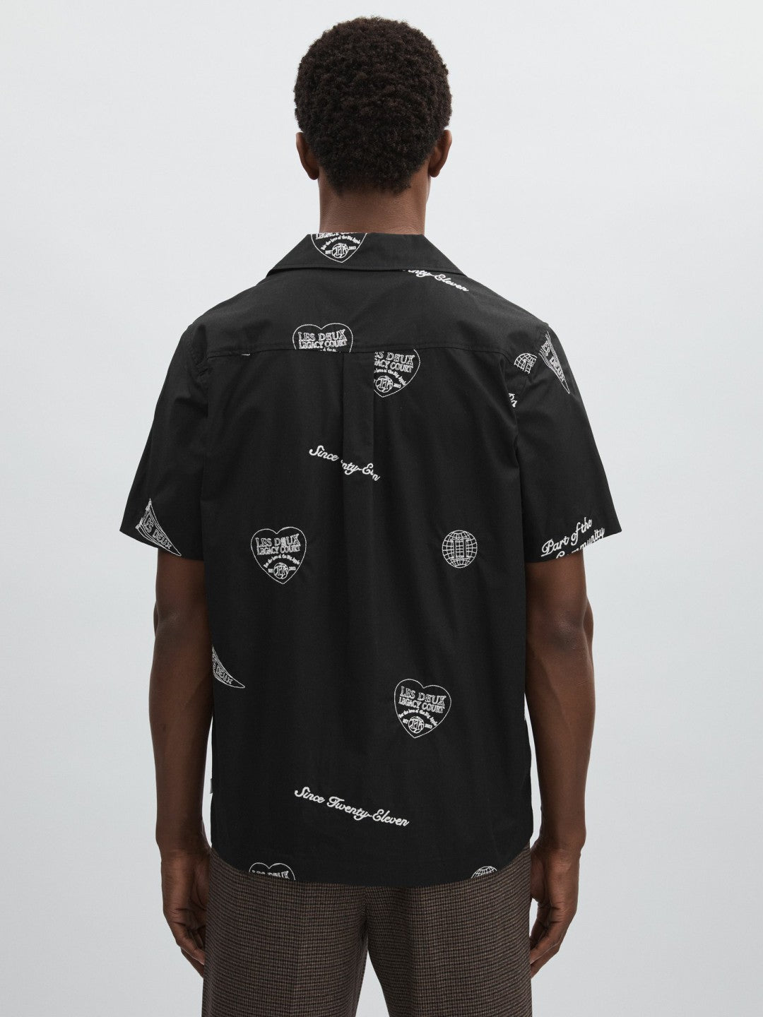 Les Deux Cotton Embroidered Shirt in Black Print | Reiss Men Exclusive