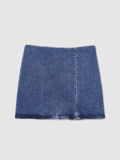 Denim Mini Skirt in Indigo Blue | Reiss Women Recommended