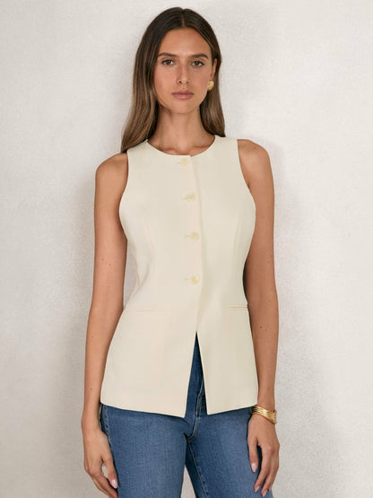 Luxe Suiting Vest in Cream | Reiss Women Exclusive