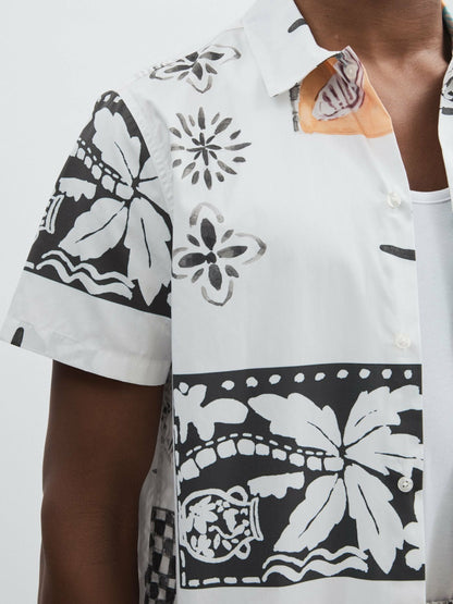 Les Deux Cotton Graphic-Print Shirt in Ivory Print | Reiss Men Signature