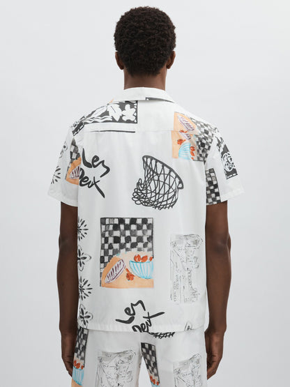 Les Deux Cotton Graphic-Print Shirt in Ivory Print | Reiss Men Signature