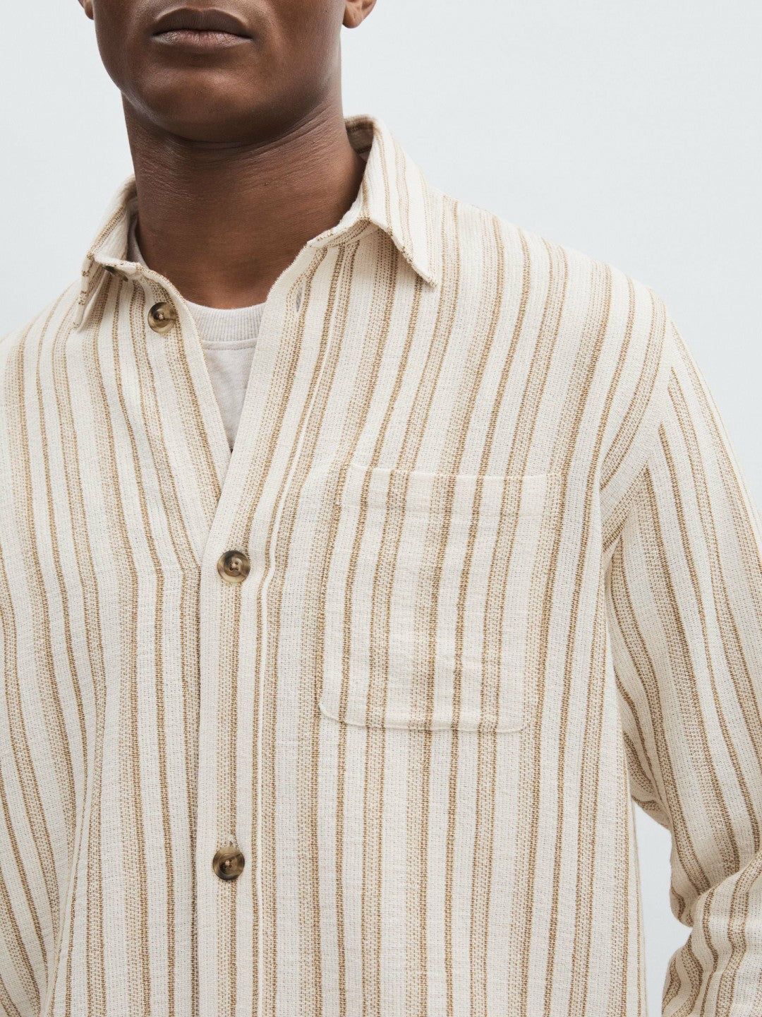 Les Deux Cotton-Blend Stripe Overshirt in Ivory | Reiss Men New