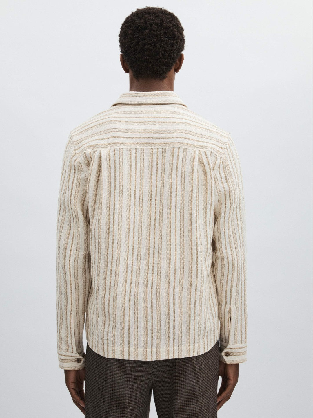 Les Deux Cotton-Blend Stripe Overshirt in Ivory | Reiss Men New