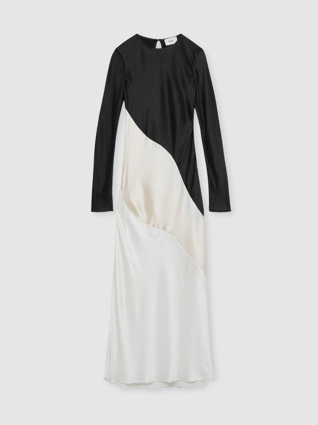 Acler Satin Colour Block Midi Dress in Ivory/Black | Reiss Women Featured