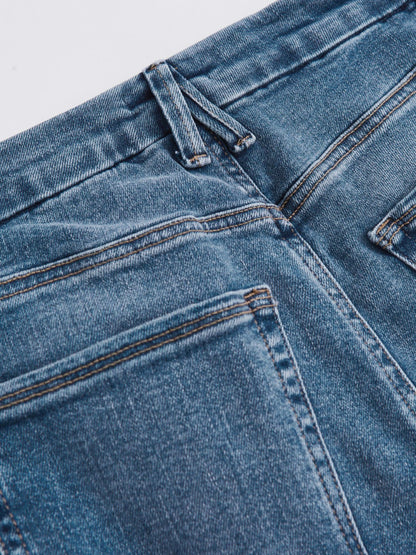 Straight Compression Jeans in Indigo Blue | Reiss Women Exclusive